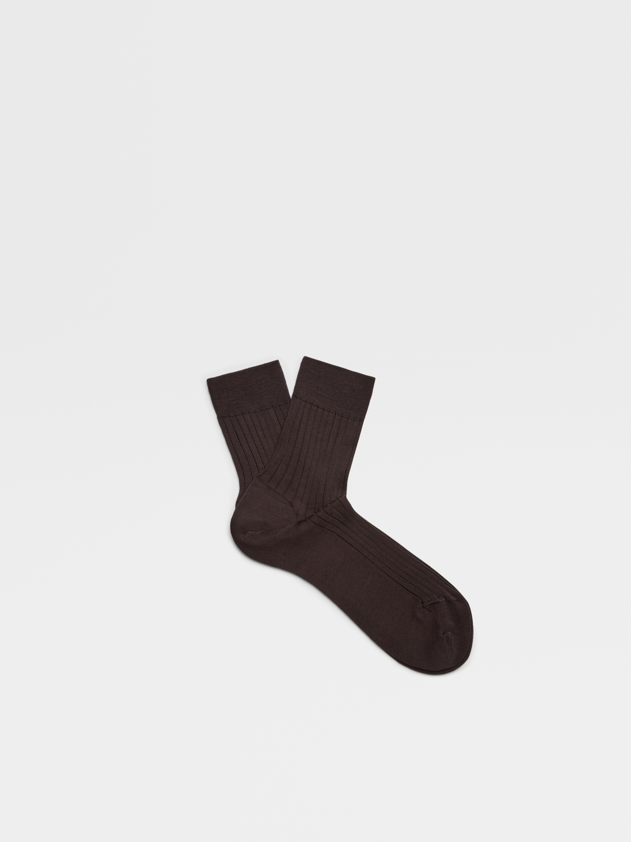 Brown Cotton Ribbed Mid Calf Socks